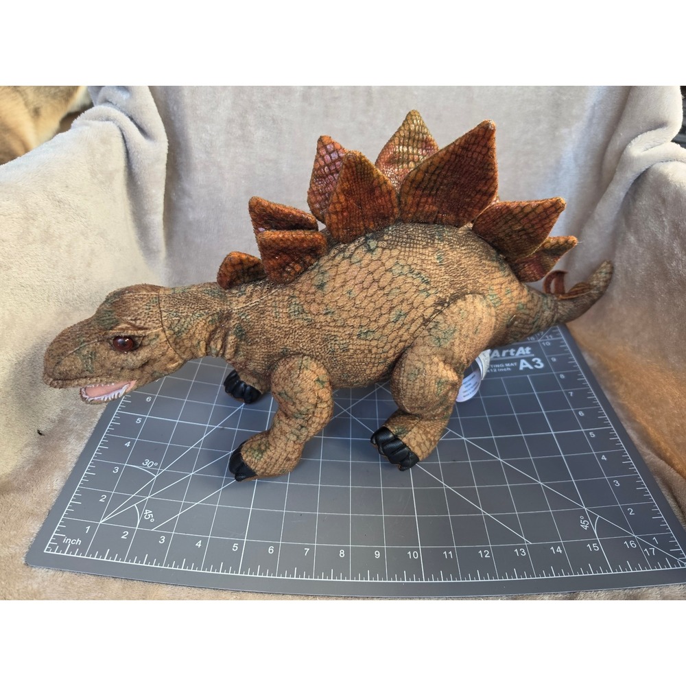 FAO Schwarz Stegosaurus Plush Dinosaur Brown Green Textured 15 Inch Toy 5F63DEA